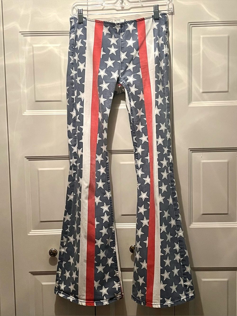 Free People American Flag Star Bell Bottom Flare Jeans 26